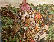 Egon Schiele Landscape at Krumau painting
